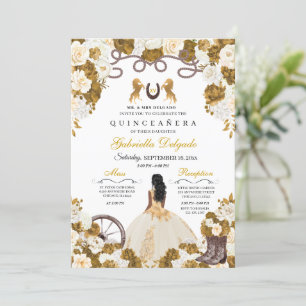 Invitation Ivory & Gold Western Charro Cowgirl Quinceanera