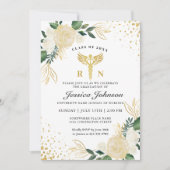 Invitation Ivory Golden Floral Nursing School Graduation (Devant)