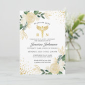 Invitation Ivory Golden Floral Nursing School Graduation (Debout devant)