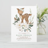 Invitation Ivory Green Magnolia Baby shower de cerfs (Debout devant)