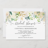 Invitation Ivory Greenery Gold Bloom Floral Fête de Mariage (Devant)