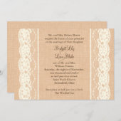 Invitation Ivory Lace and Light Burlap Wedding Invite (Devant / Derrière)