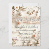Invitation Ivory Lace Floral Photo Romantic Spring Wedding (Devant)
