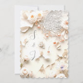 Invitation Ivory Lace Heart Floral Romantic Spring Wedding (Dos)