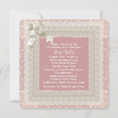 Invitation Ivory Lace Pink Pearl Girls Pink Photo Christening (Dos)