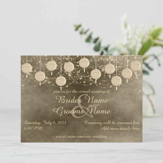 Invitation Ivory Lanterns Mariage virtuel (Debout devant)