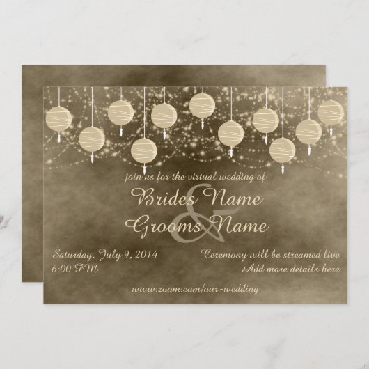 Invitation Ivory Lanterns Mariage virtuel (Devant / Derrière)