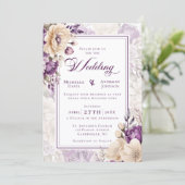 Invitation Ivory Lavender Botanical Wedding (Debout devant)