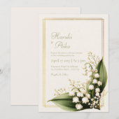 Invitation Ivory Lily Valley Botanical Gold Frame Wedding (Devant / Derrière)