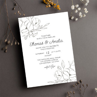 Invitation Ivory Magnolia Élégant Mariage floral