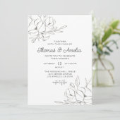 Invitation Ivory Magnolia Élégant Mariage floral (Debout devant)