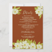 Invitation Ivory Magnolia Fleur Mariage rouille (Dos)
