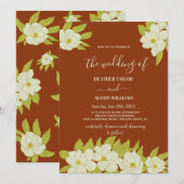 Invitation Ivory Magnolia Fleur Mariage rouille (Devant / Derrière)