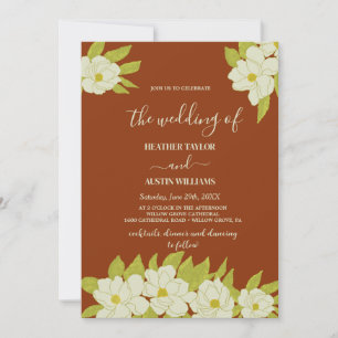 Invitation Ivory Magnolia Fleur Mariage rouille