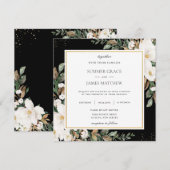 Invitation Ivory Magnolias Coton Floral Mariage (Devant / Derrière)