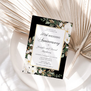 Invitation Ivory Magnolias Coton Floral Mariage Anniversaire