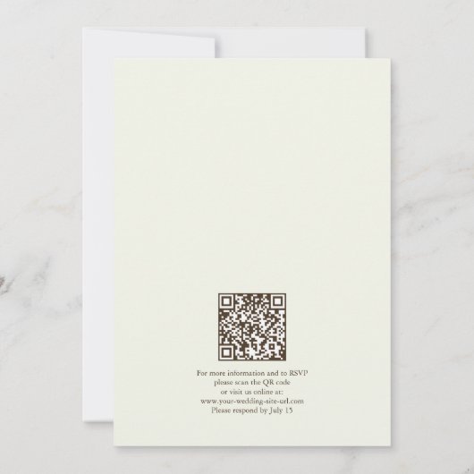 Invitation Ivory Minimalist Boho Elegant Script Wedding w/ QR (Dos)