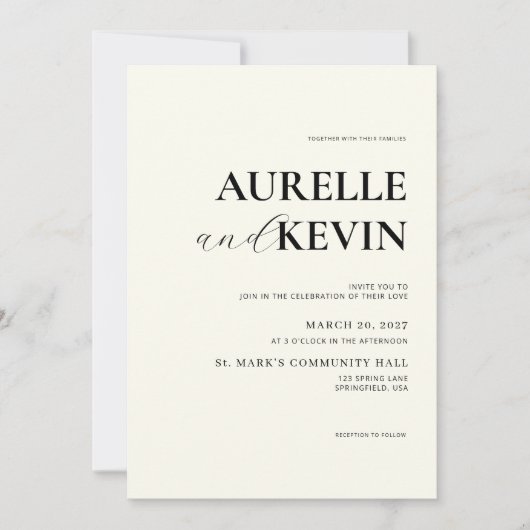 Invitation Ivory Minimalist Modern Elegant QR Code Wedding (Devant)