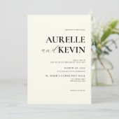 Invitation Ivory Minimalist Modern Elegant QR Code Wedding  (Debout devant)