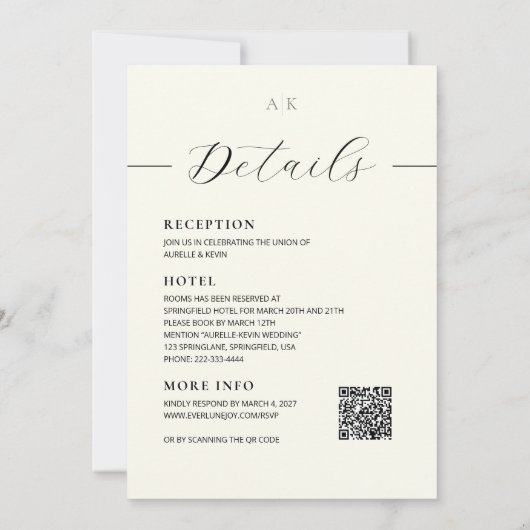 Invitation Ivory Minimalist Modern Elegant QR Code Wedding (Dos)