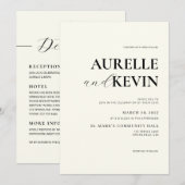 Invitation Ivory Minimalist Modern Elegant QR Code Wedding (Devant / Derrière)