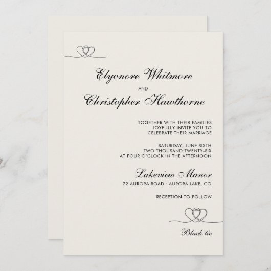 Invitation Ivory Modern Chic Mix and Match Wedding (Devant / Derrière)