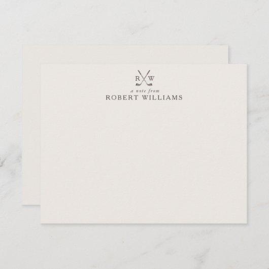 Invitation Ivory Monogram Initials Golf Stationery Note Card (Devant / Derrière)