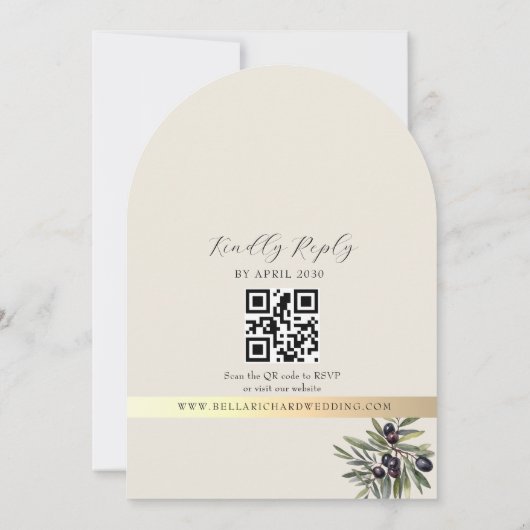 Invitation Ivory Olive Arched Photo Monogram Wedding (Dos)