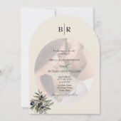 Invitation Ivory Olive Arched Photo Monogram Wedding (Devant)