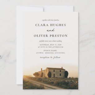 Invitation Ivory Olive Terracotta Serif Script Tuscan Mariage