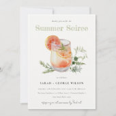 Invitation Ivory Orange Summer Soiree Cocktail Pool Party (Devant)