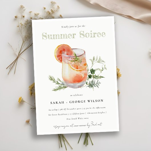 Invitation Ivory Orange Summer Soiree Cocktail Pool Party