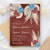 Invitation Ivory Palm Pampas Cinnamon Rose Mariage