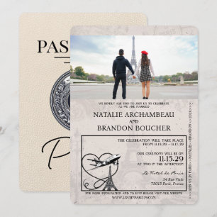 Invitation Ivory Paris Passport Mariage