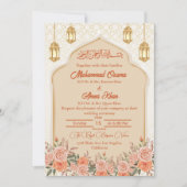 Invitation Ivory Peach Floral musulman Mariage (Devant)