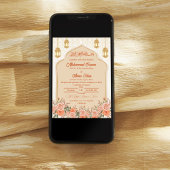 Invitation Ivory Peach Floral musulman Mariage