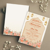 Invitation Ivory Peach Floral musulman Mariage