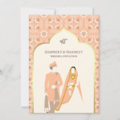 Invitation Ivory Peach Motif Anand Karaj Sikh Mariage (Devant)
