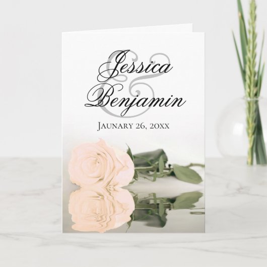 Invitation Ivory Peach Rose Élégant Mariage photo romantique (Devant)