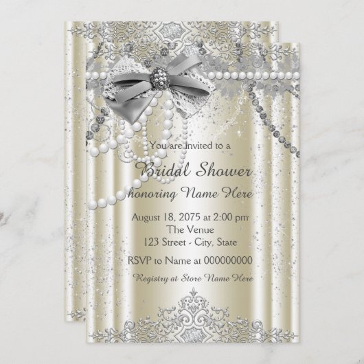 Invitation Ivory Pearl Fête des mariées (Devant / Derrière)