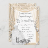 Invitation Ivory Pearl Princess Quinceañera (Devant / Derrière)
