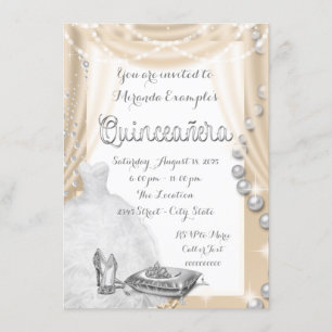 Invitation Ivory Pearl Princess Quinceañera