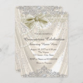 Invitation Ivory Pearl Satin Quinceanera (Devant / Derrière)