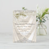 Invitation Ivory Pearl Satin Quinceanera (Debout devant)