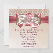 Invitation Ivory Pink Damask Sweet 16 Anniversaire (Dos)