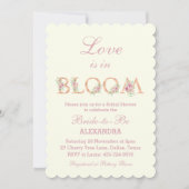 Invitation Ivory Pink Roses Love is in Bloom Bridal Shower (Devant)