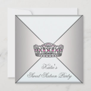 Invitation Ivory Pink Tiara White Sweet sixteen