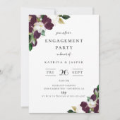 Invitation Ivory Plum Floral (Devant)