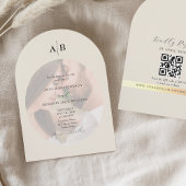 Invitation Ivory QR Code and Monogram Photo Wedding