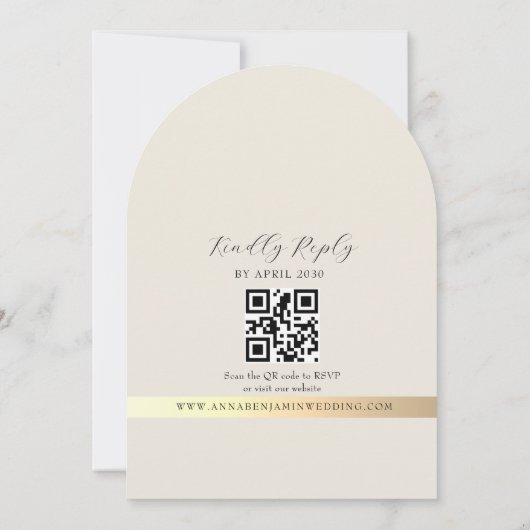 Invitation Ivory QR Code and Monogram Photo Wedding (Dos)